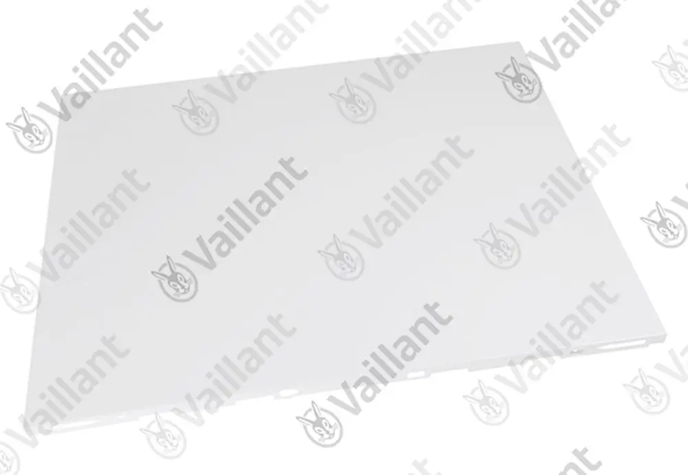 Vaillant Seitenblech in weiß, flache rechteckige Form, geeignet für Heizungsanlagen oder ähnliche Anwendungen. Oberfläche glatt und einfarbig.
